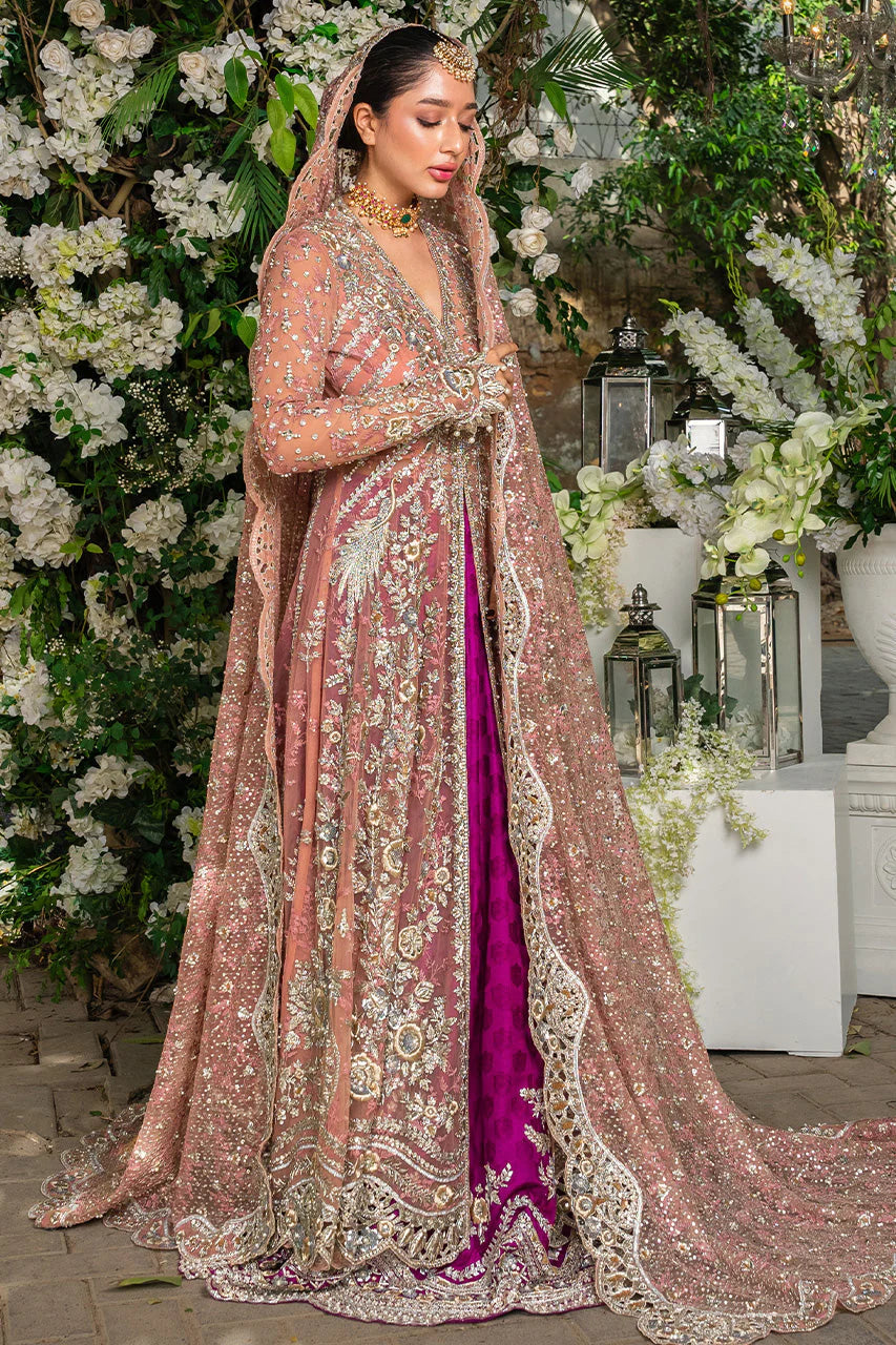 Pakistani Bridal Outfit in Open Frock Lehenga Style