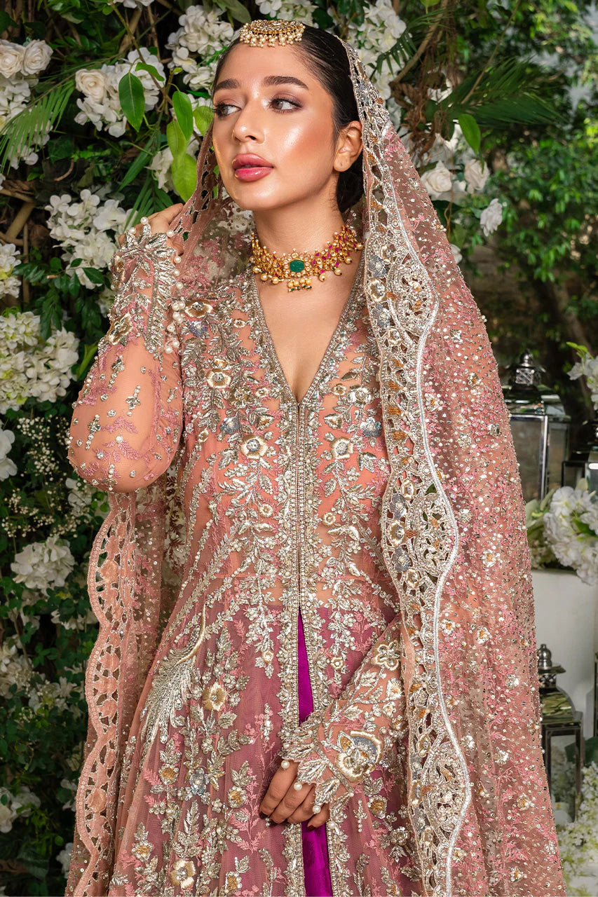 Pakistani Bridal Outfit in Open Frock Lehenga Style