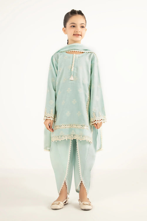 3 Piece Embroidered Jacquard Suit-MKD-EF26-23-Blue