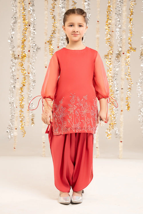 2 Piece Embellished Organza Suit MKS-EF26-10-Pink