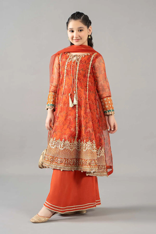 3 Piece Embroidered Poly Organza Suit