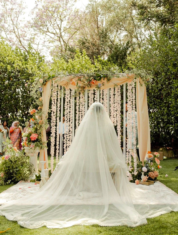 Ethereal Ivory Nikkah Veil with Long Train