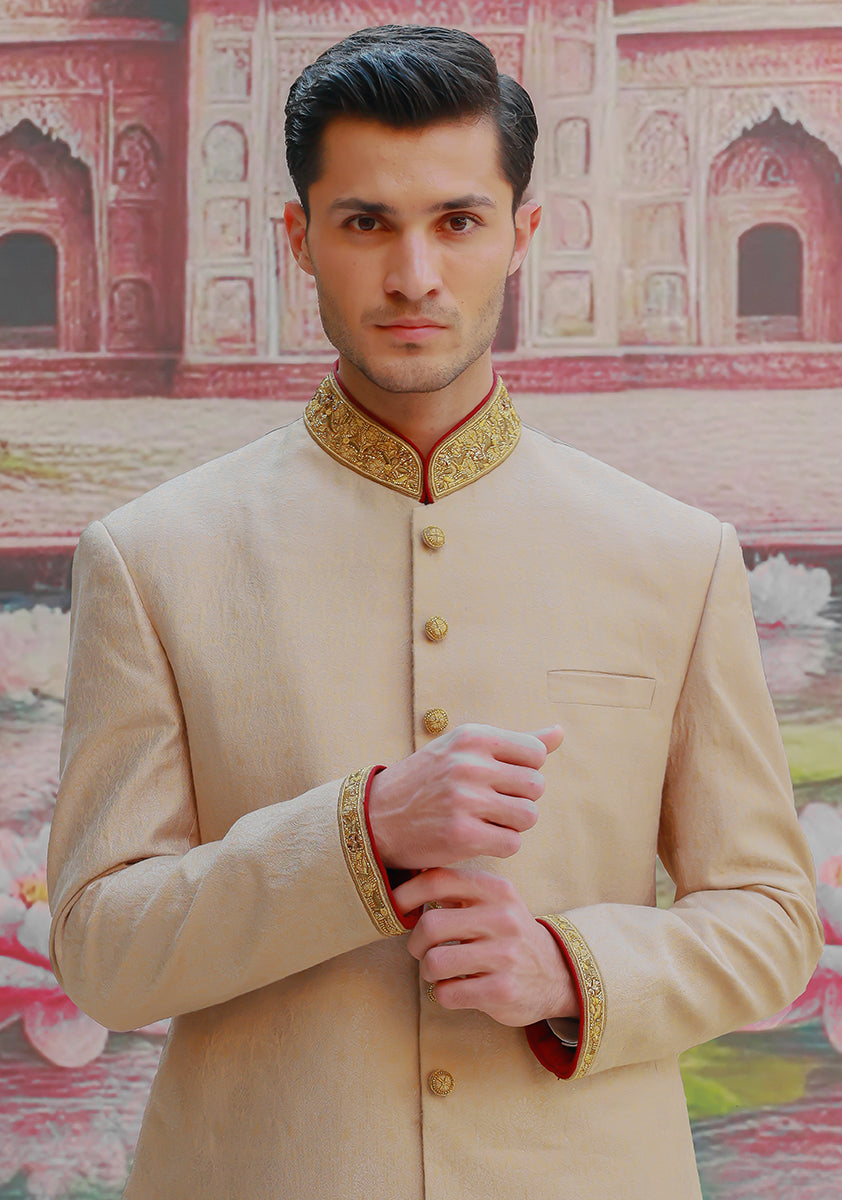 Premium Jamawar Sesame Couture Sherwani
