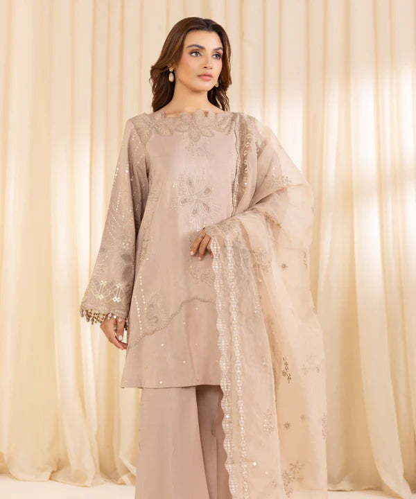 3 Piece - Embroidered Silk Suit