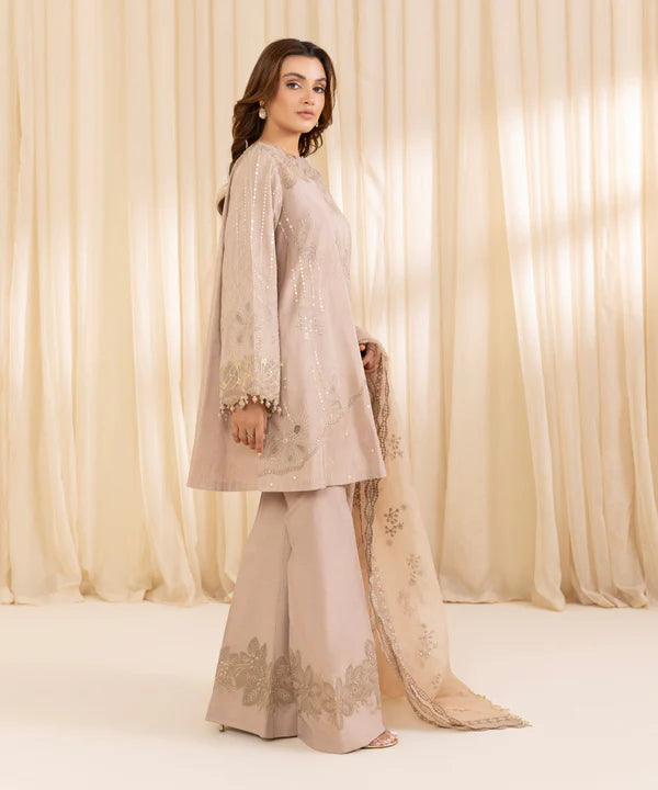 3 Piece - Embroidered Silk Suit