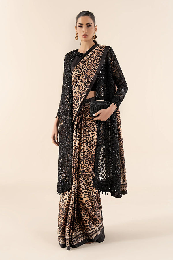 Embroidered Satin Silk Saree SF-W25-06-Black