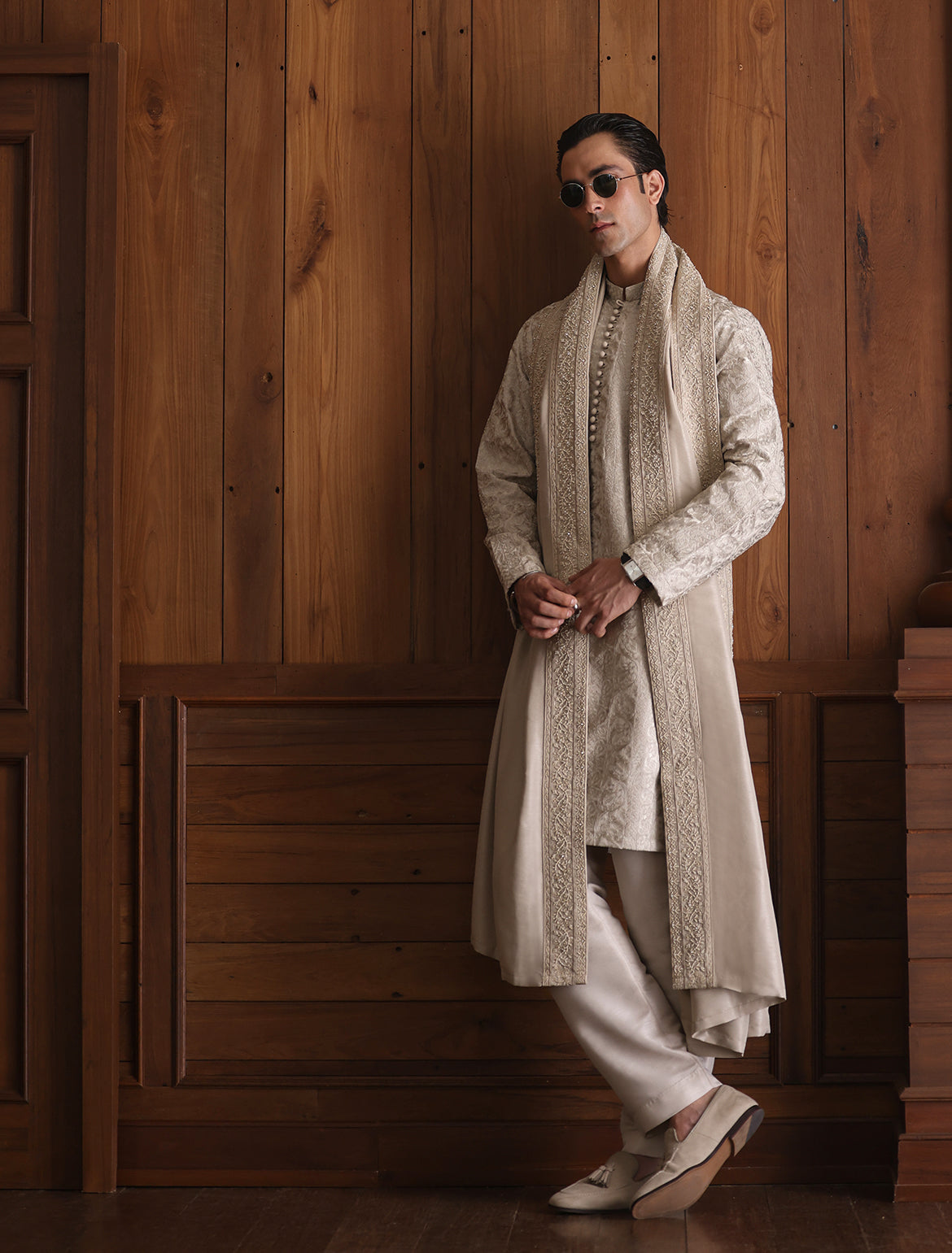 Light Ivory Embroidered Shawl