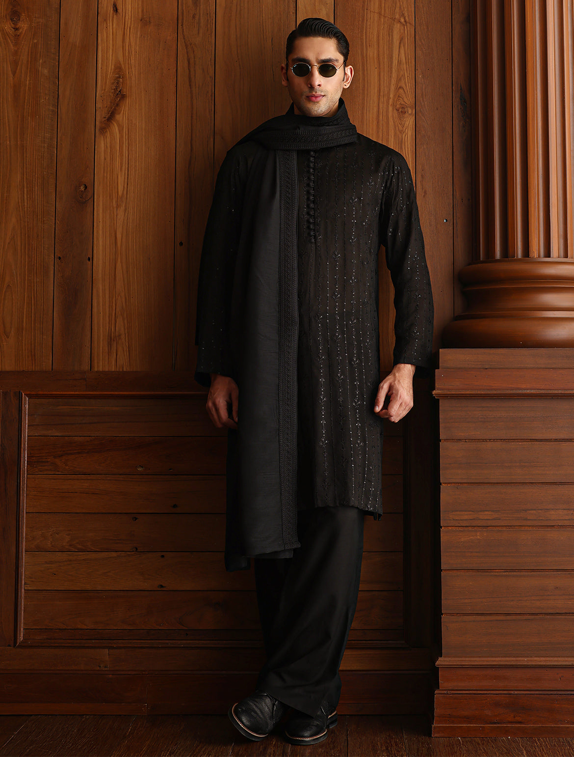 Black Embroidered Shawl