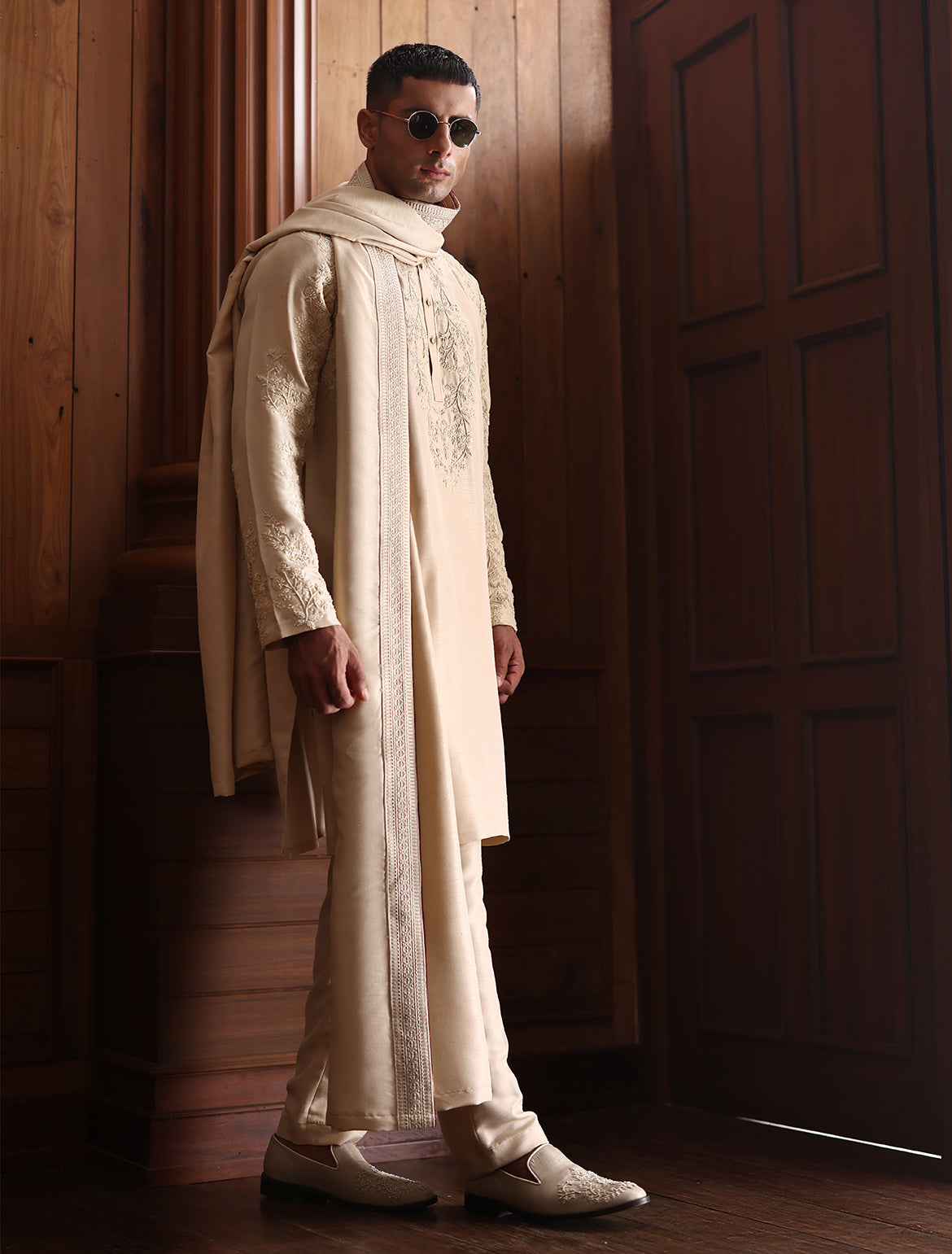 Beige Embroidered Shawl