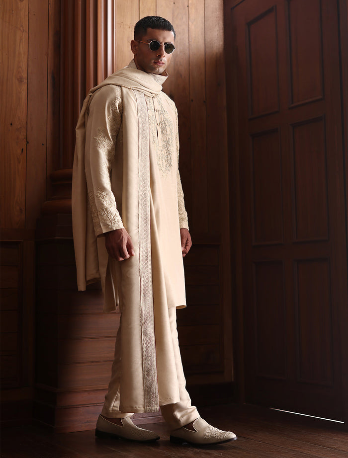 Beige Embroidered Shawl