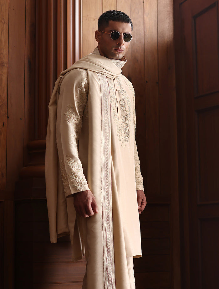 Beige Embroidered Shawl