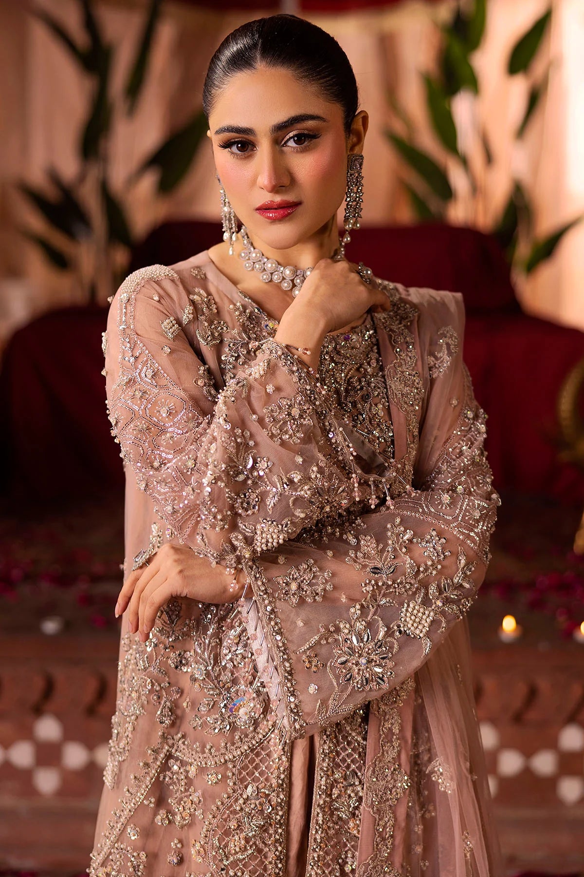 REEM EMBROIDERED SILK NET STITCHED