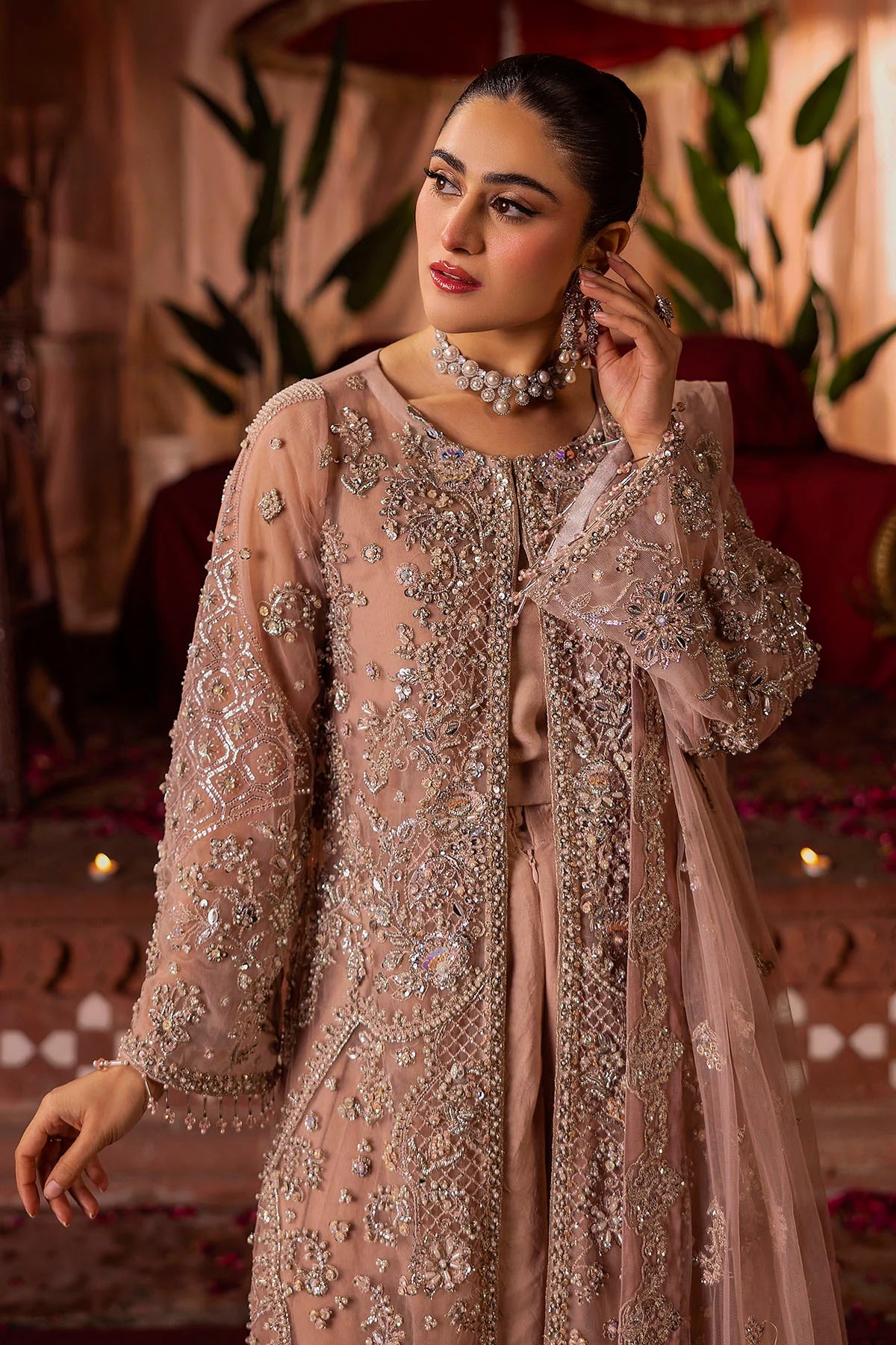 REEM EMBROIDERED SILK NET STITCHED