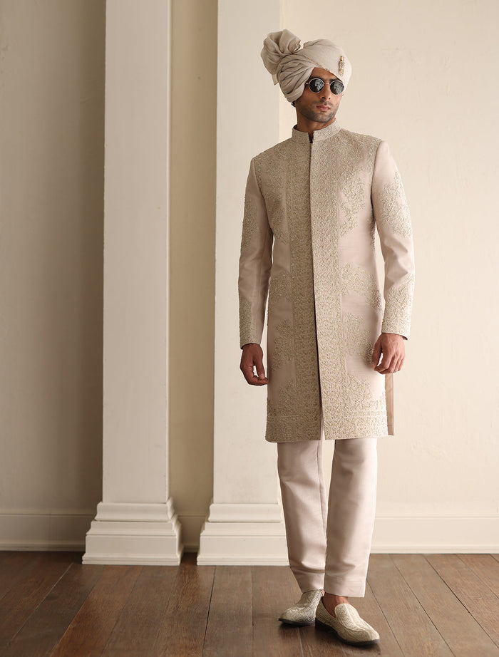 Ivory Hand Embroidered Sherwani