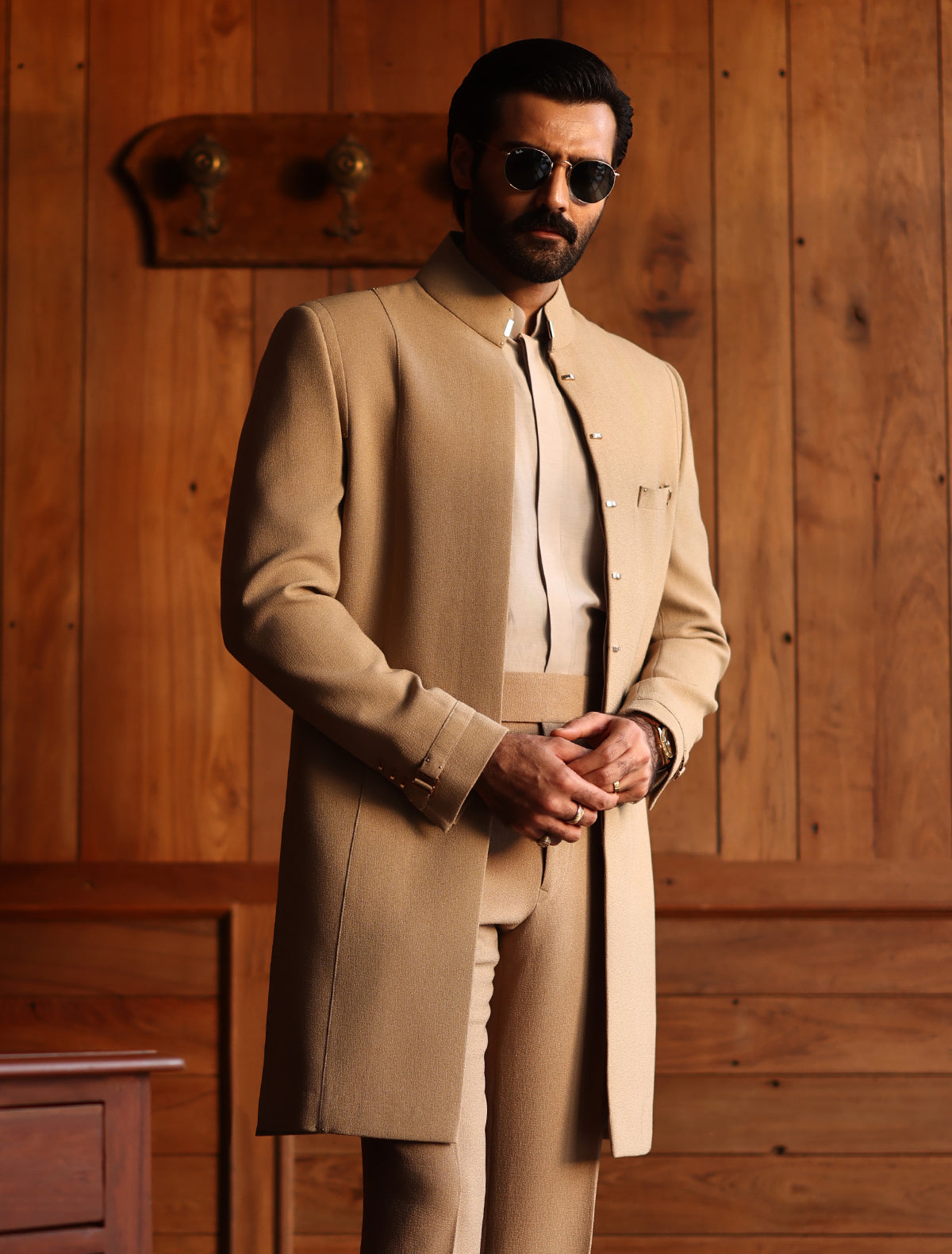 Beige Open Sherwani