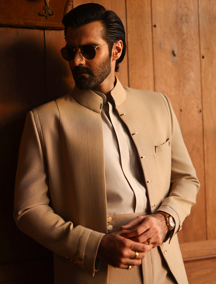 Beige Open Sherwani