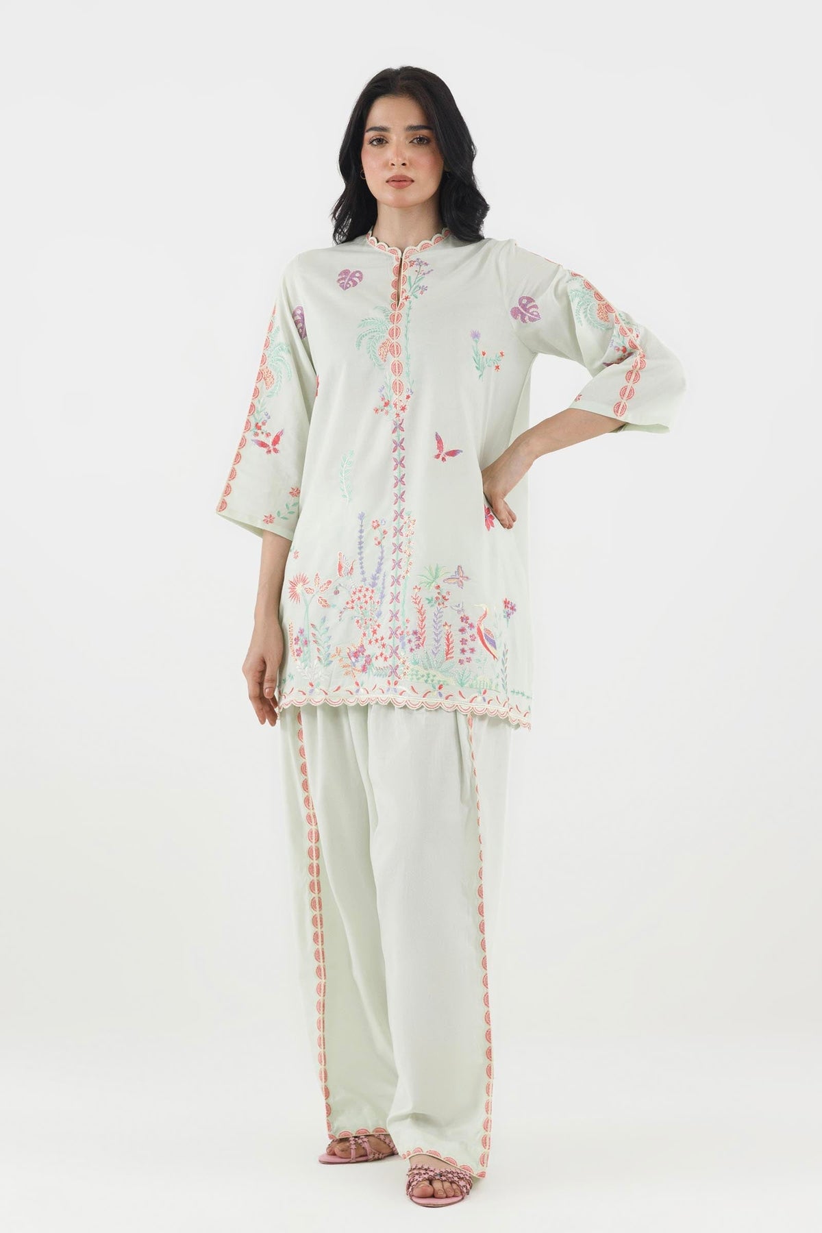 Mint Embroidered Lawn Shirt + Shalwar