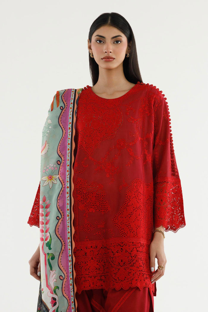 Maroon Embroidered Lawn Suit