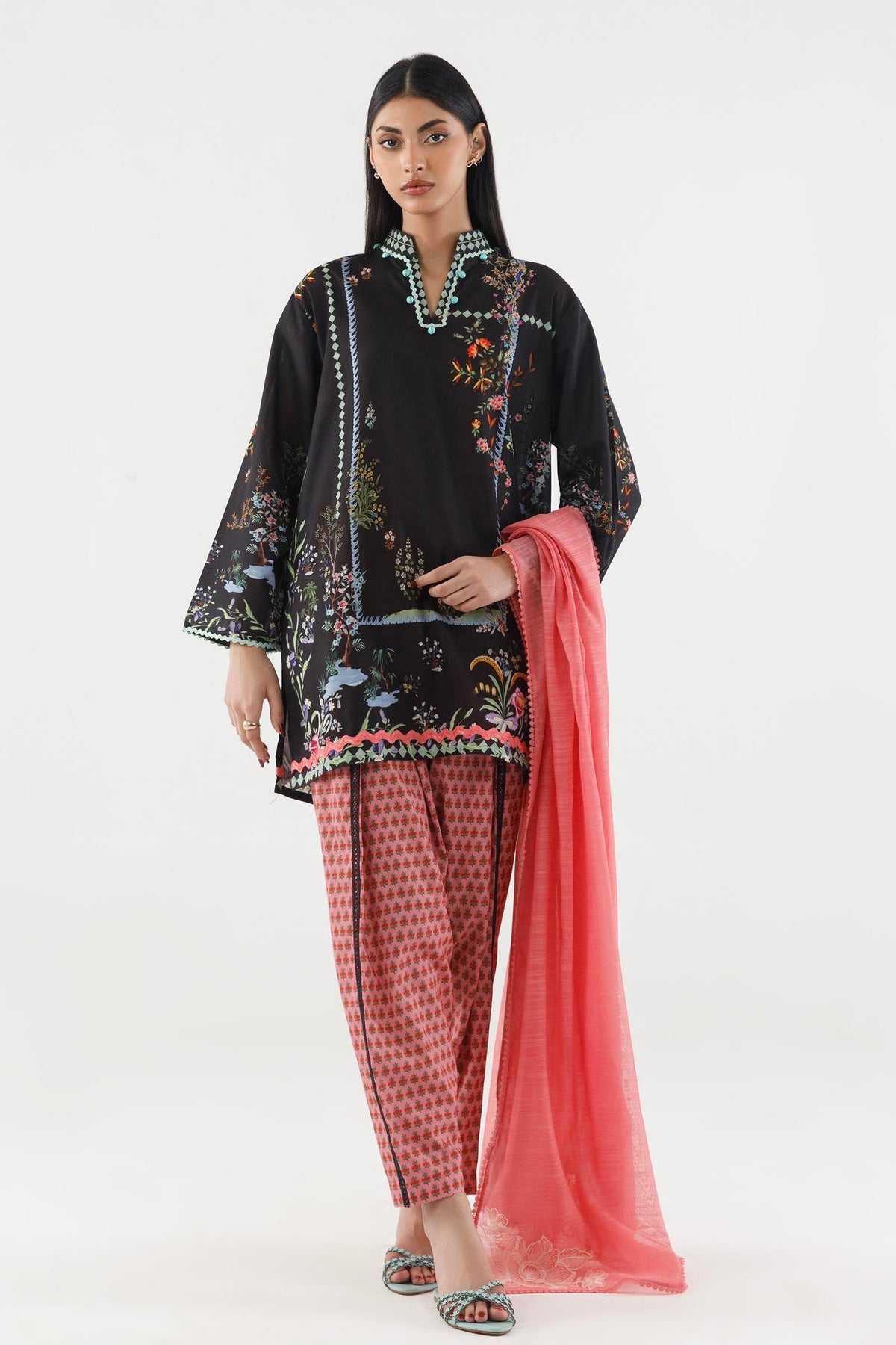 Multi Printed Cambric Suit