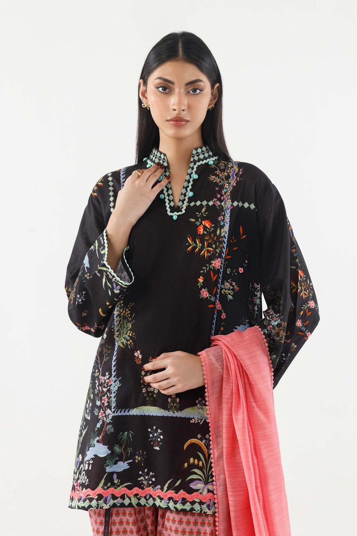 Multi Printed Cambric Suit