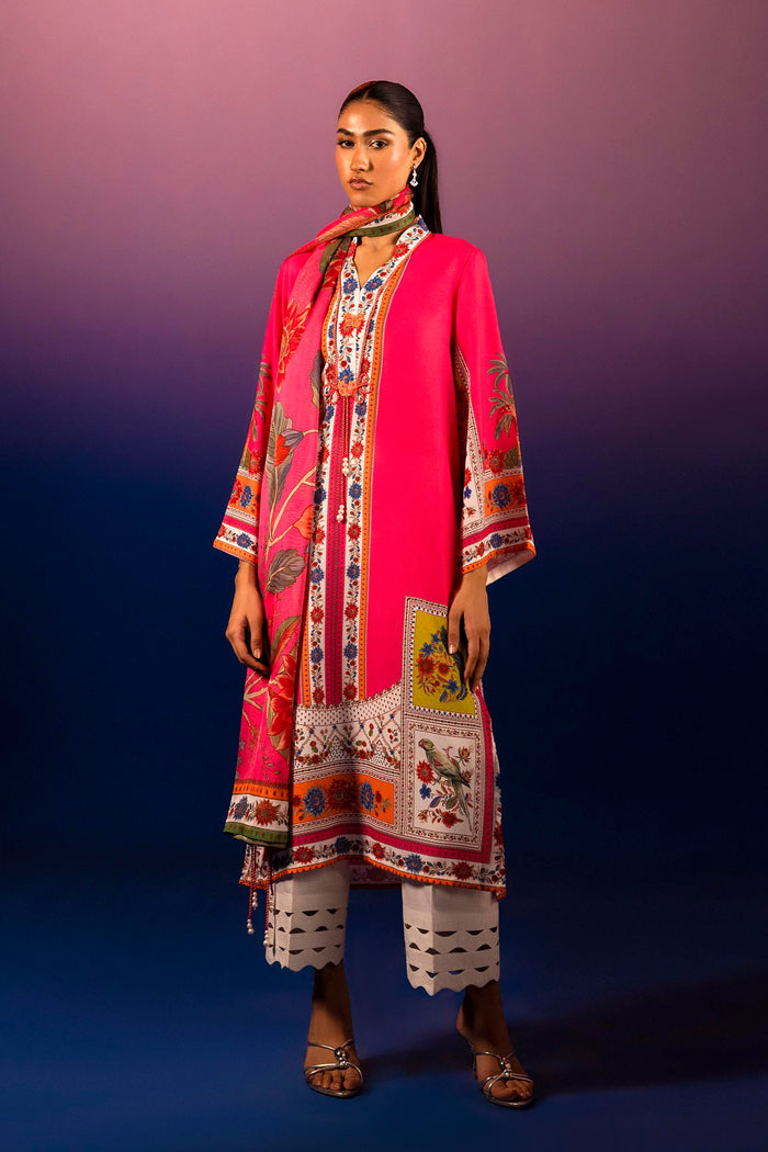 Magenta Printed Crepe Shirt + Dupatta