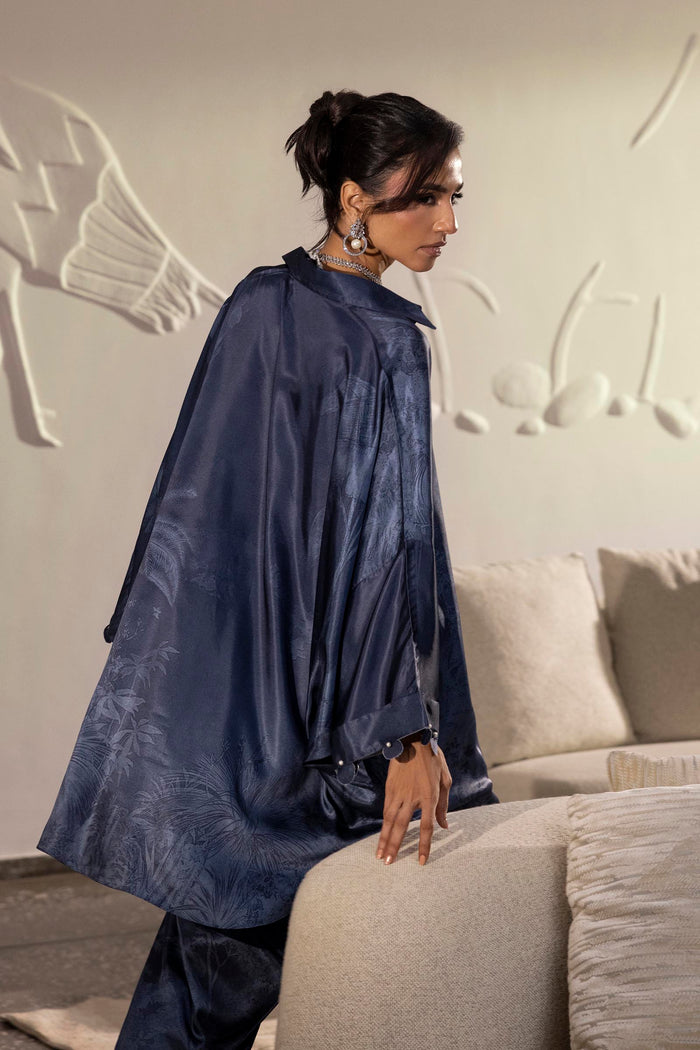 Charcoal Printed Satin Shirt + Shalwar