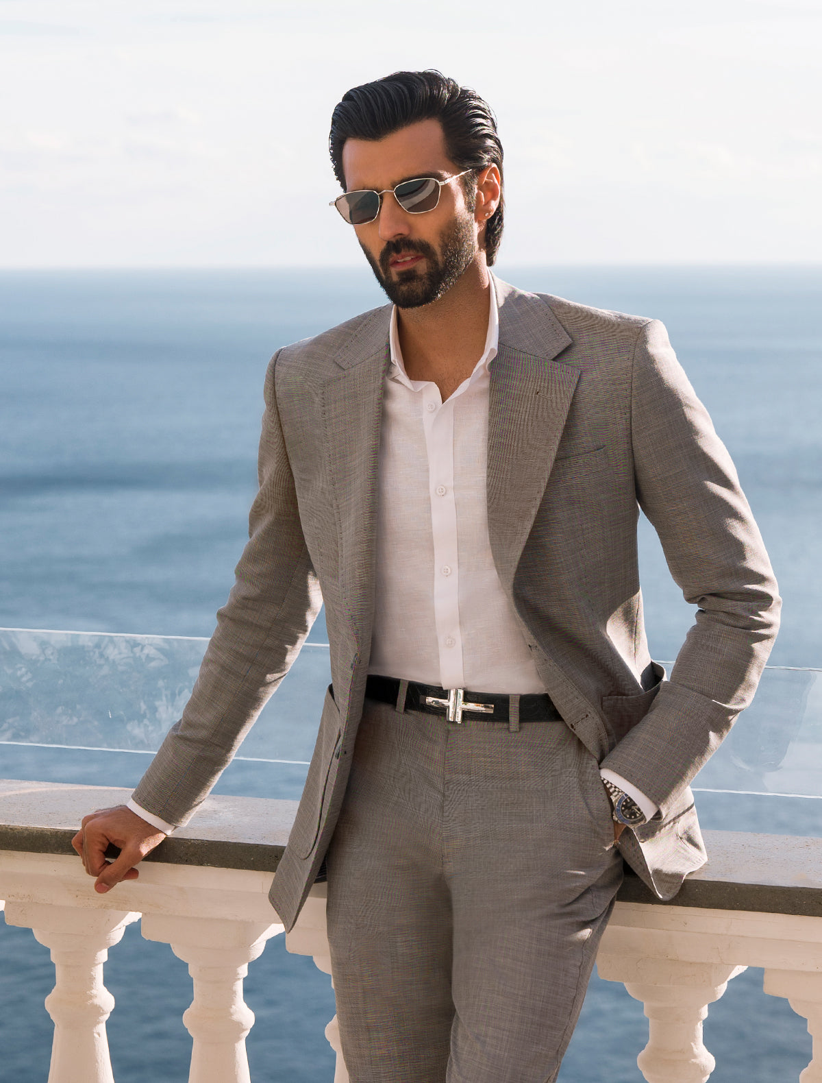 Gray Classic Two Buttons Blazer