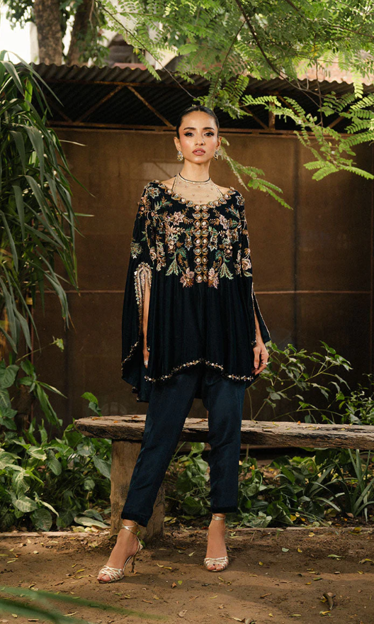 black peplum dress pakistani Designer outfit