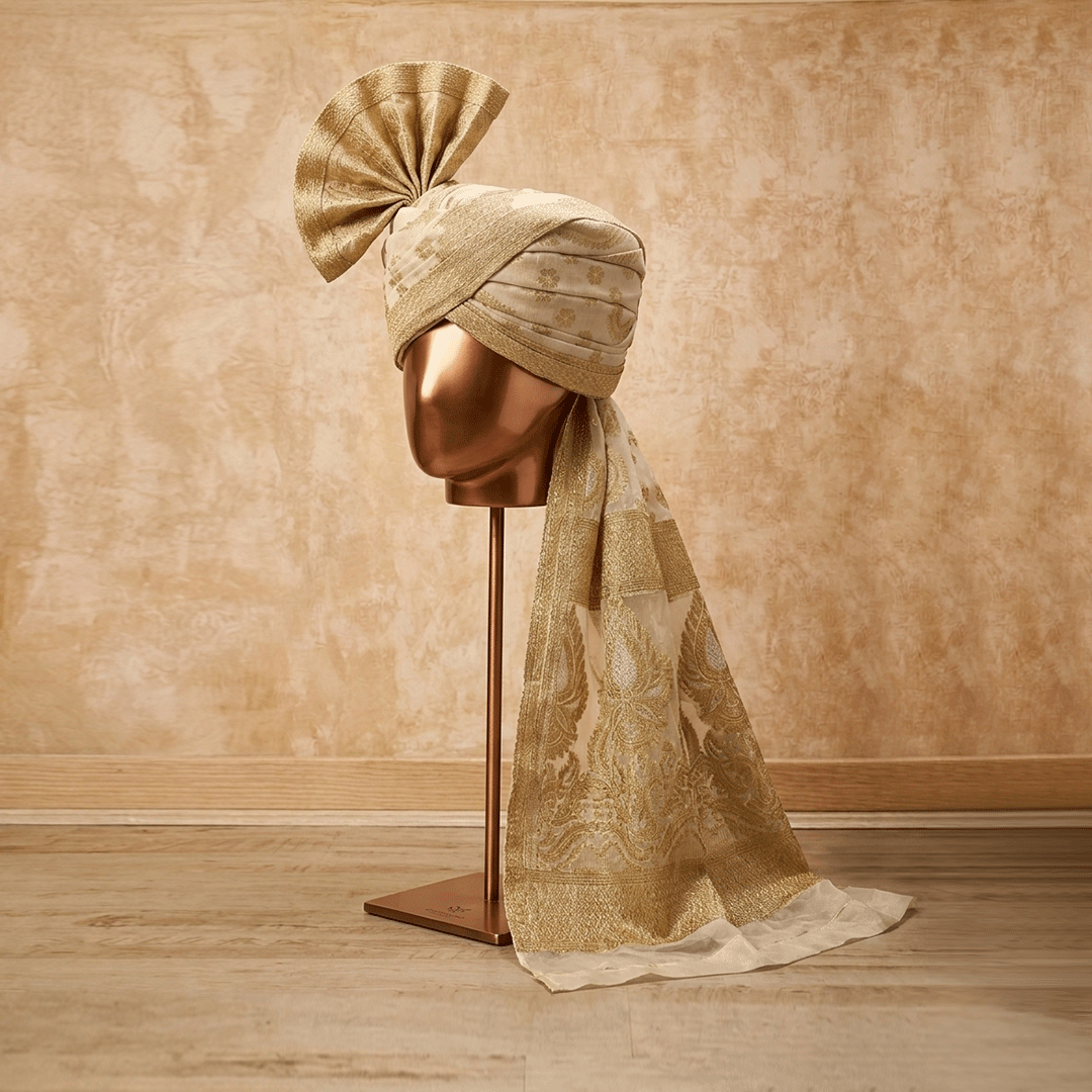 Traditional Organza Light Gold Turban