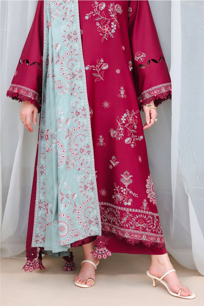 Vermillion Wood 3 Piece Satin Embroidered Suit