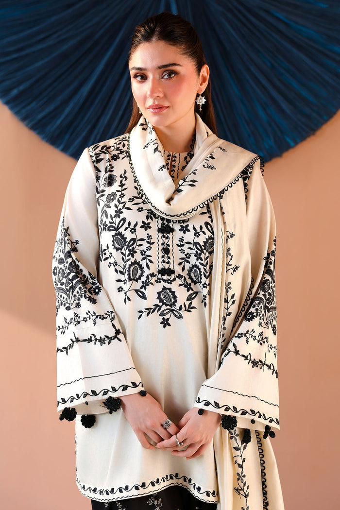 Ivory Noir 3 Piece Satin Printed Suit