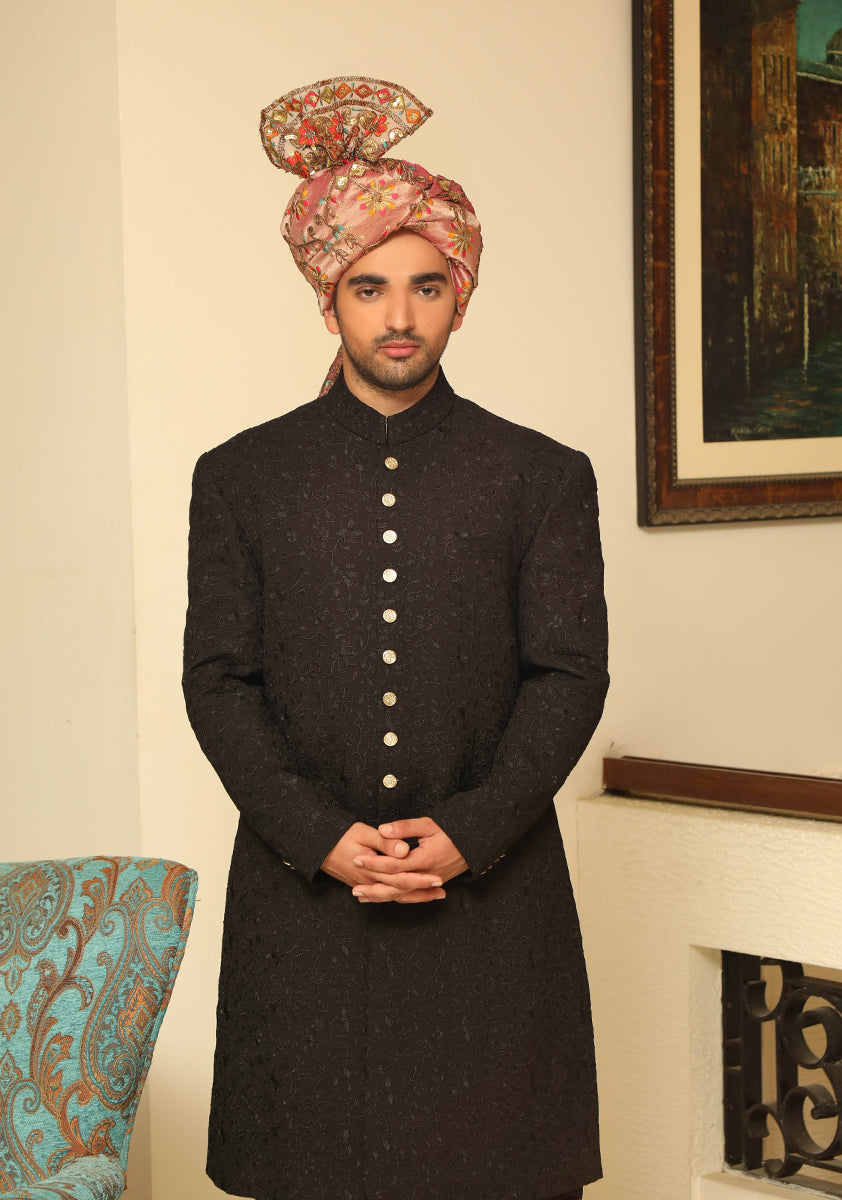 Premium Georgette Black Traditional Sherwani