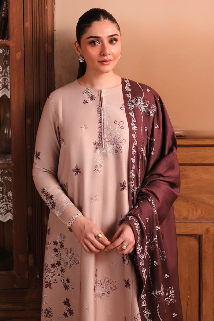 Sand Whisper 3 Piece Satin Embroidered Suit
