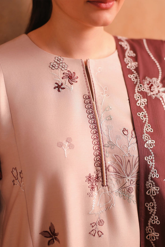 Sand Whisper 3 Piece Satin Embroidered Suit