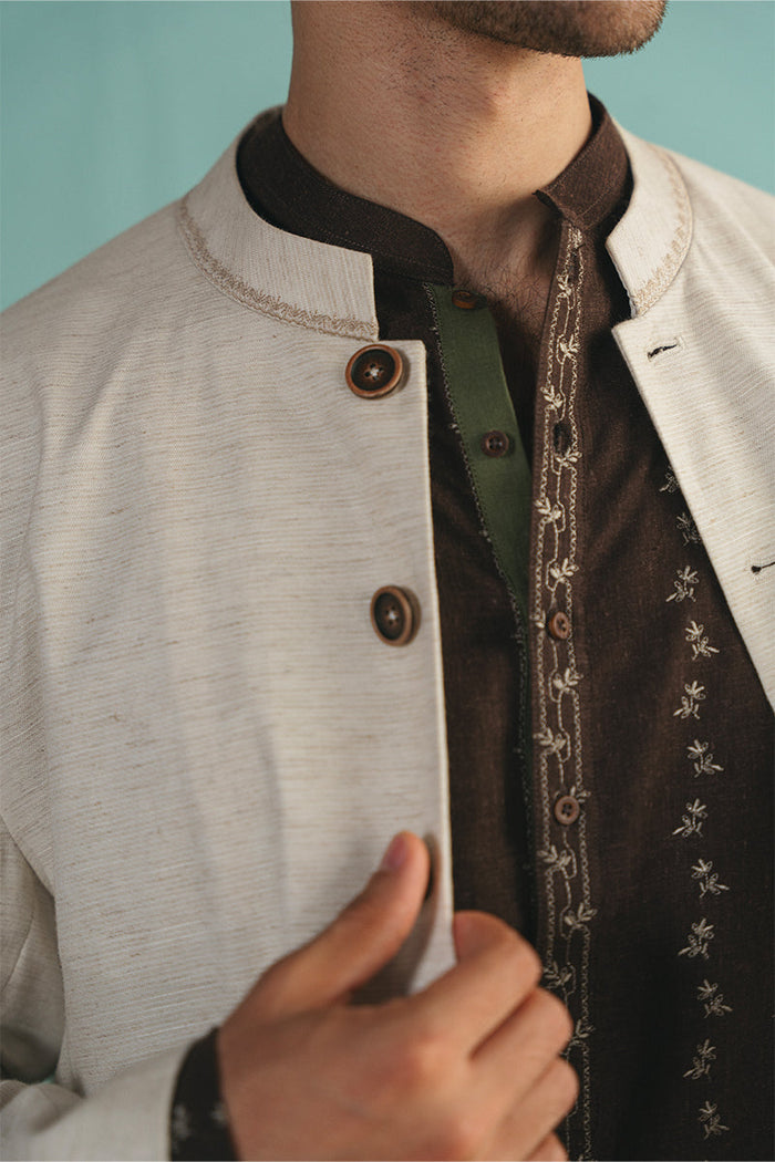 Beige Embroidered Jacket