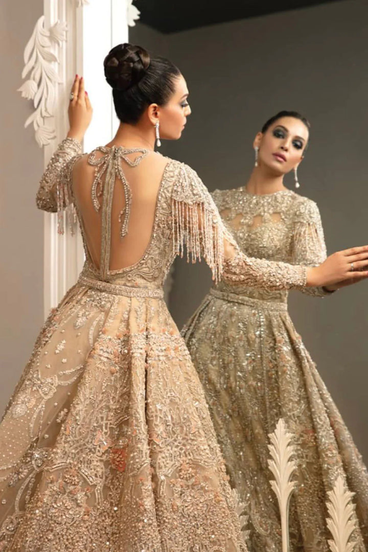 Gown Lehenga and Dupatta Style Pakistani Bridal Dress