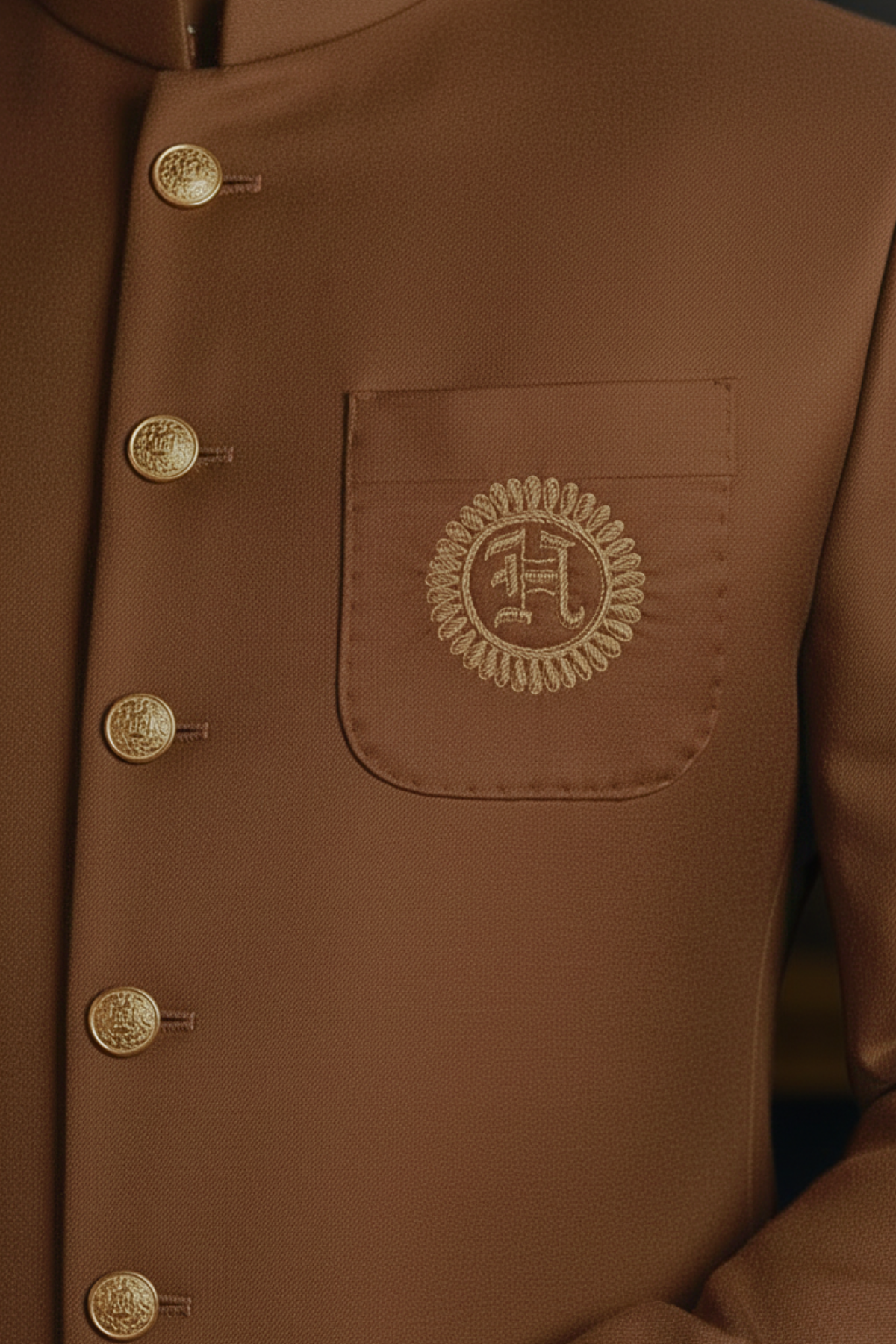 Brown Sherwani with Golden Motif