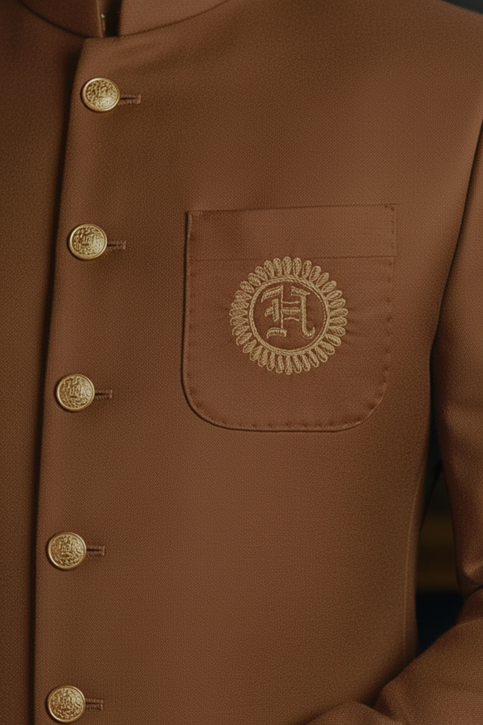 Brown Sherwani with Golden Motif