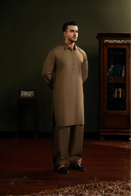 KAMEEZ SHALWAR-OLIV-GRN