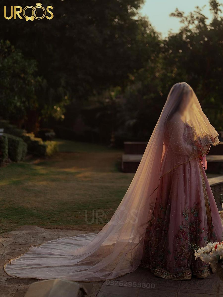 Dusky Bloom Blush Trail Bridal Veil