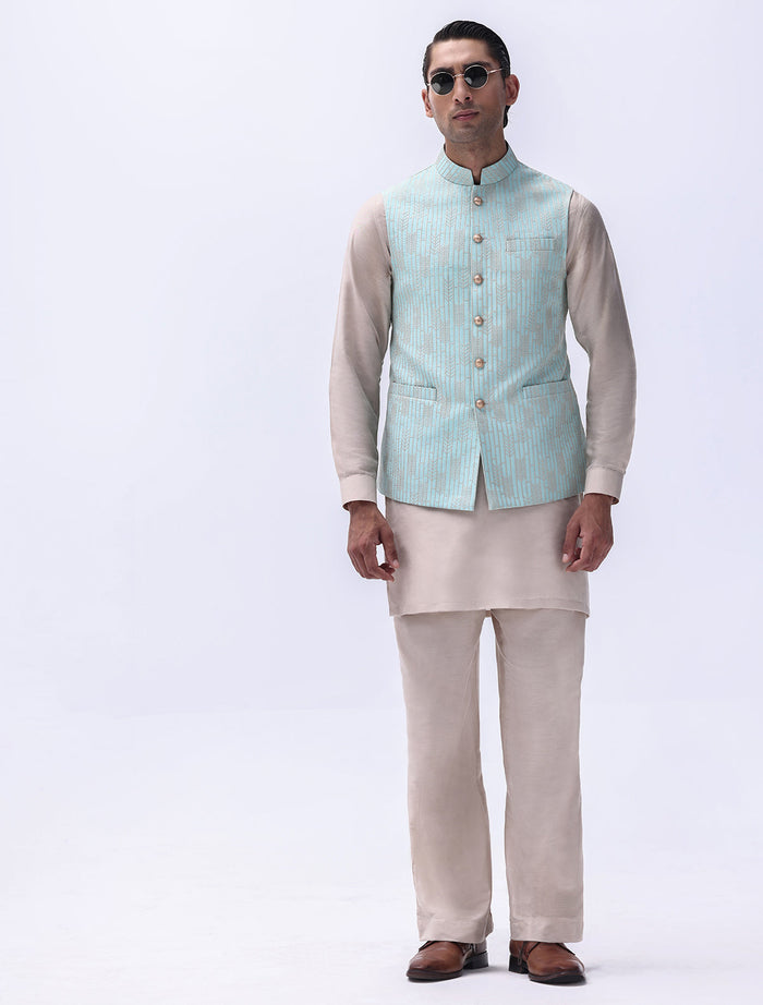 Sea Foam Embroidered Waistcoat