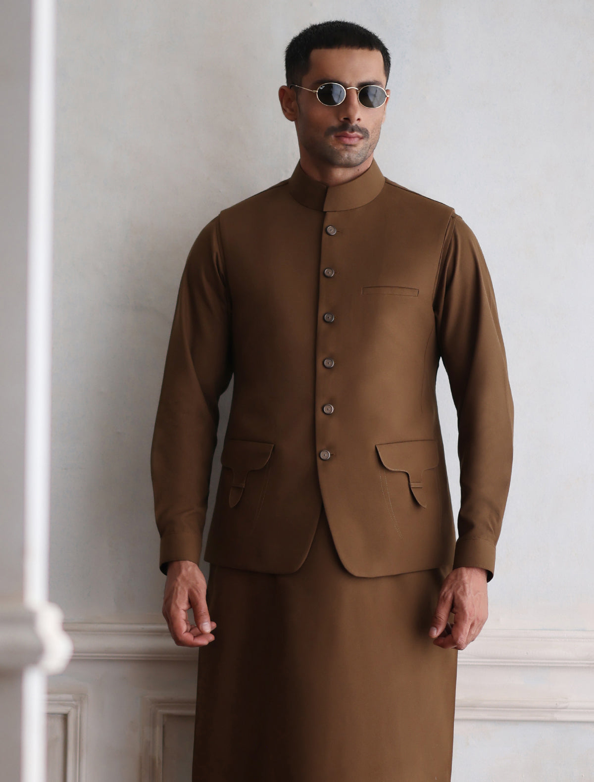 Dark Tan Designer Waistcoat