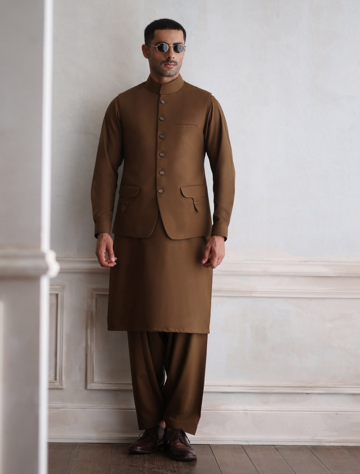 Dark Tan Designer Waistcoat