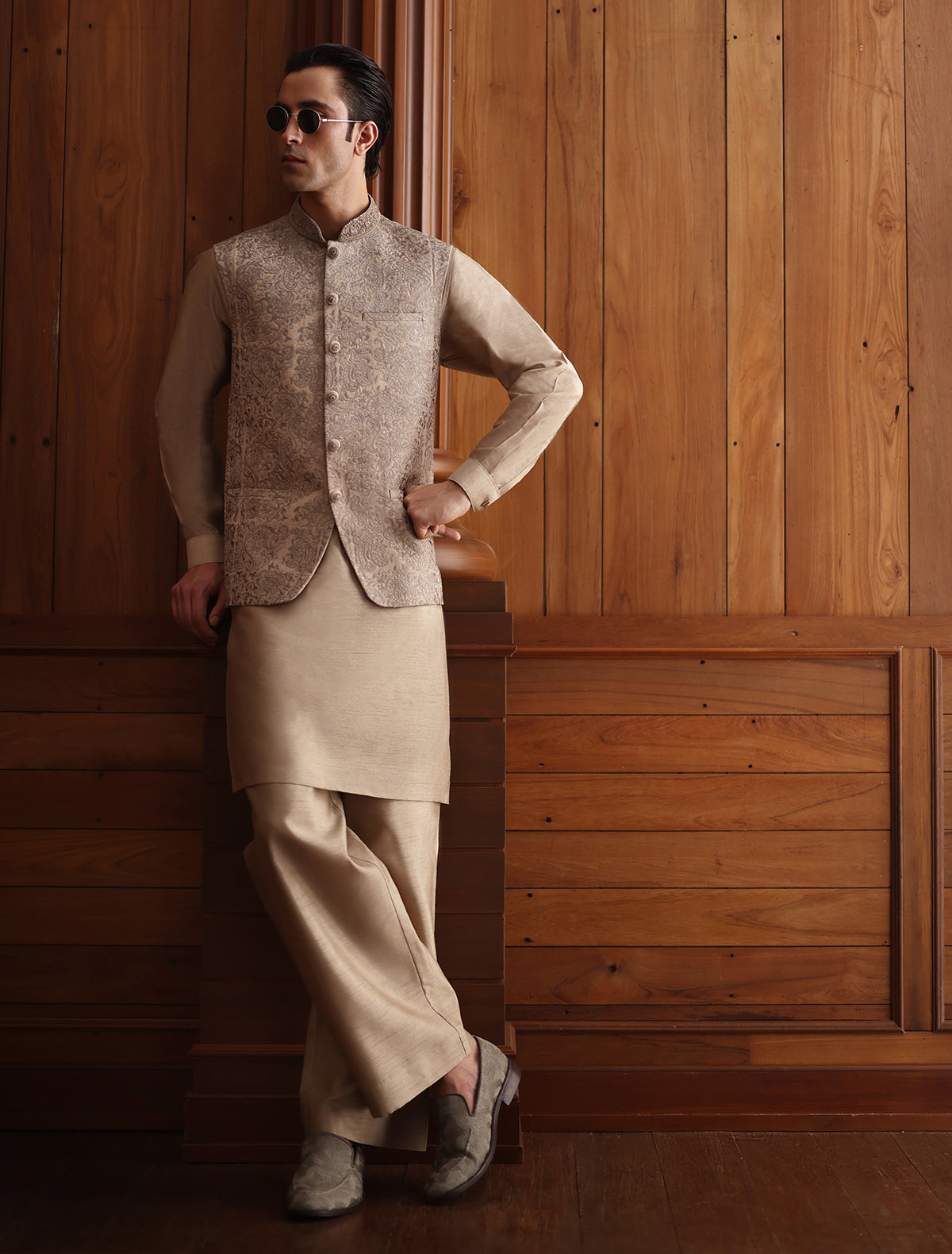 Beige Embroidered Waistcoat