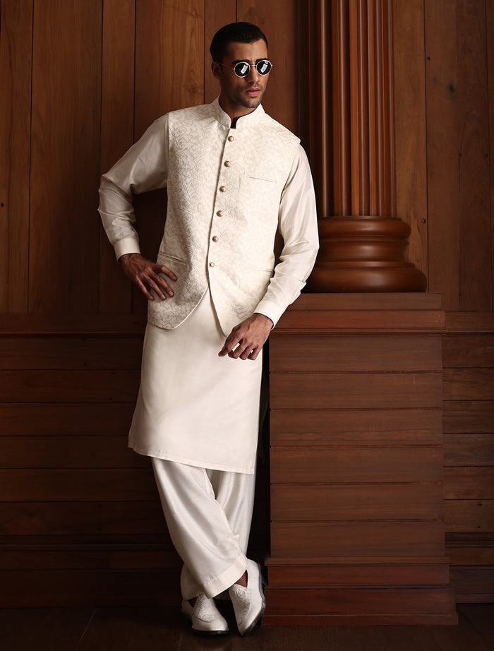 Cream Embroidered Waistcoat