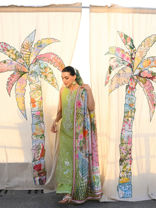 KIWI GREEN LUXURY EMBROIDERED LUXURY LAWN SET (NEL-26608) LUXURY LAWN x EID 2026