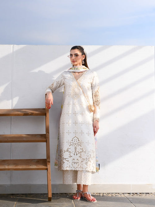 IVORY LUXURY EMBROIDERED LAWN SET (NEL-26604) LUXURY LAWN x EID 2026