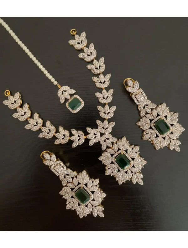 Zirconia Wedding Necklace and Earrings