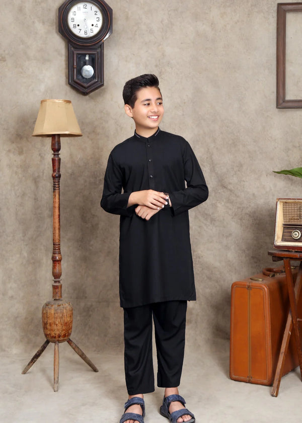 KID'S JET BLACK KURTA SET