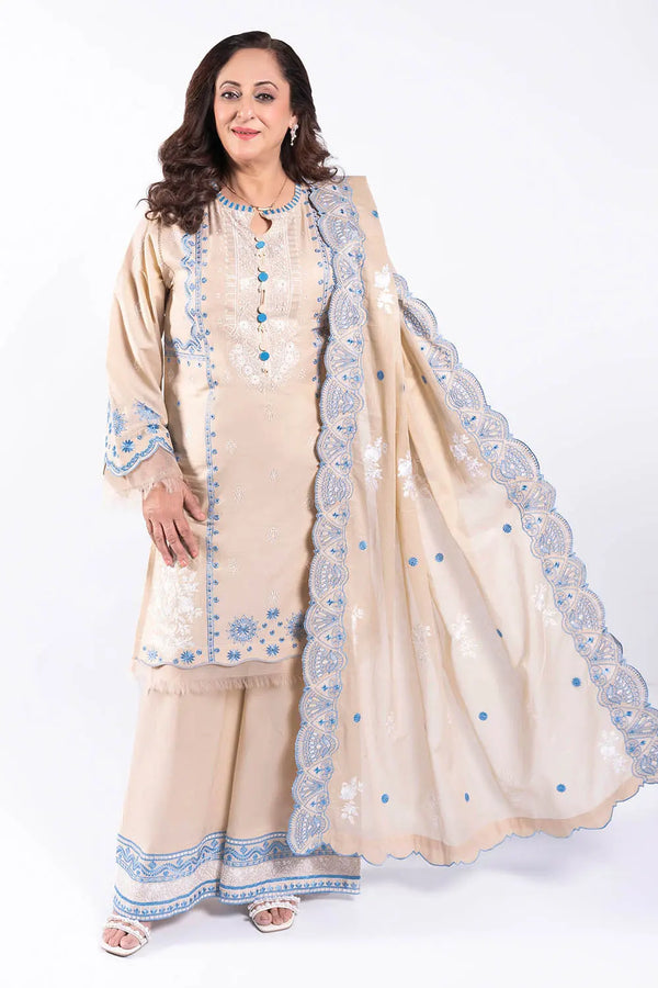 Embroidered Lawn Suit with Embroidered Denting Lawn Dupatta